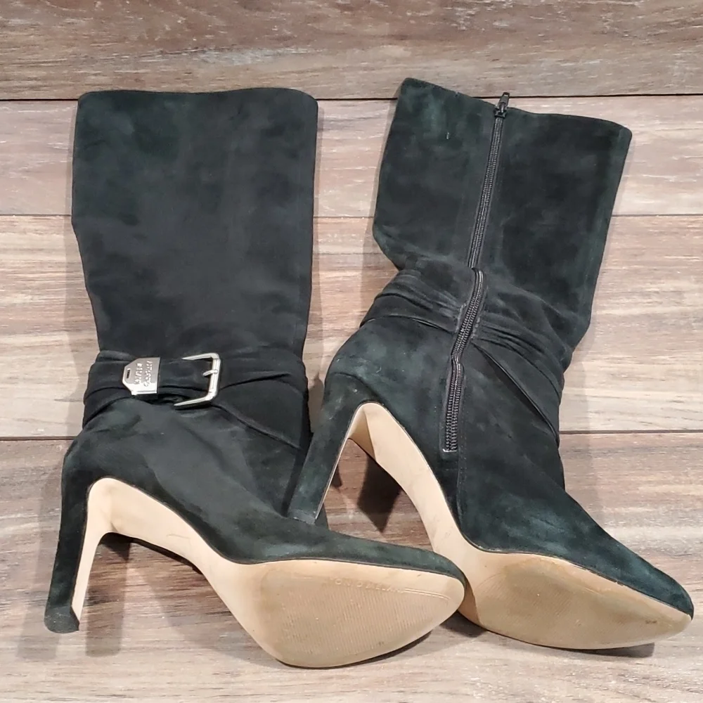 Antonio Melani leather tall heels boots shoes sz 7.5M pull on